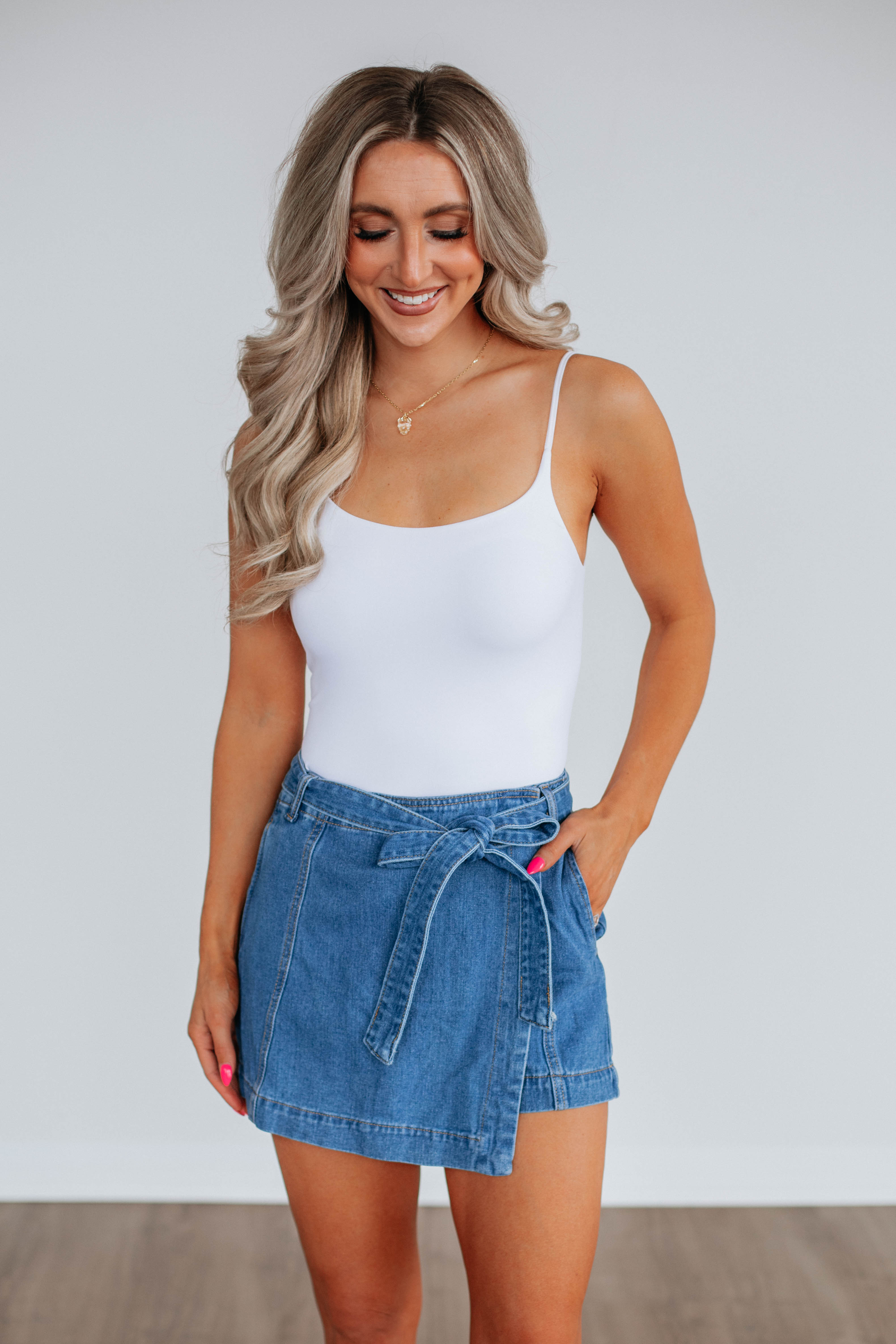 Hadleigh Denim Skort for Women - Stretch Denim Skirt with Shorts - Casual & Comfortable Skort for Everyday Wear, Work, and Outings