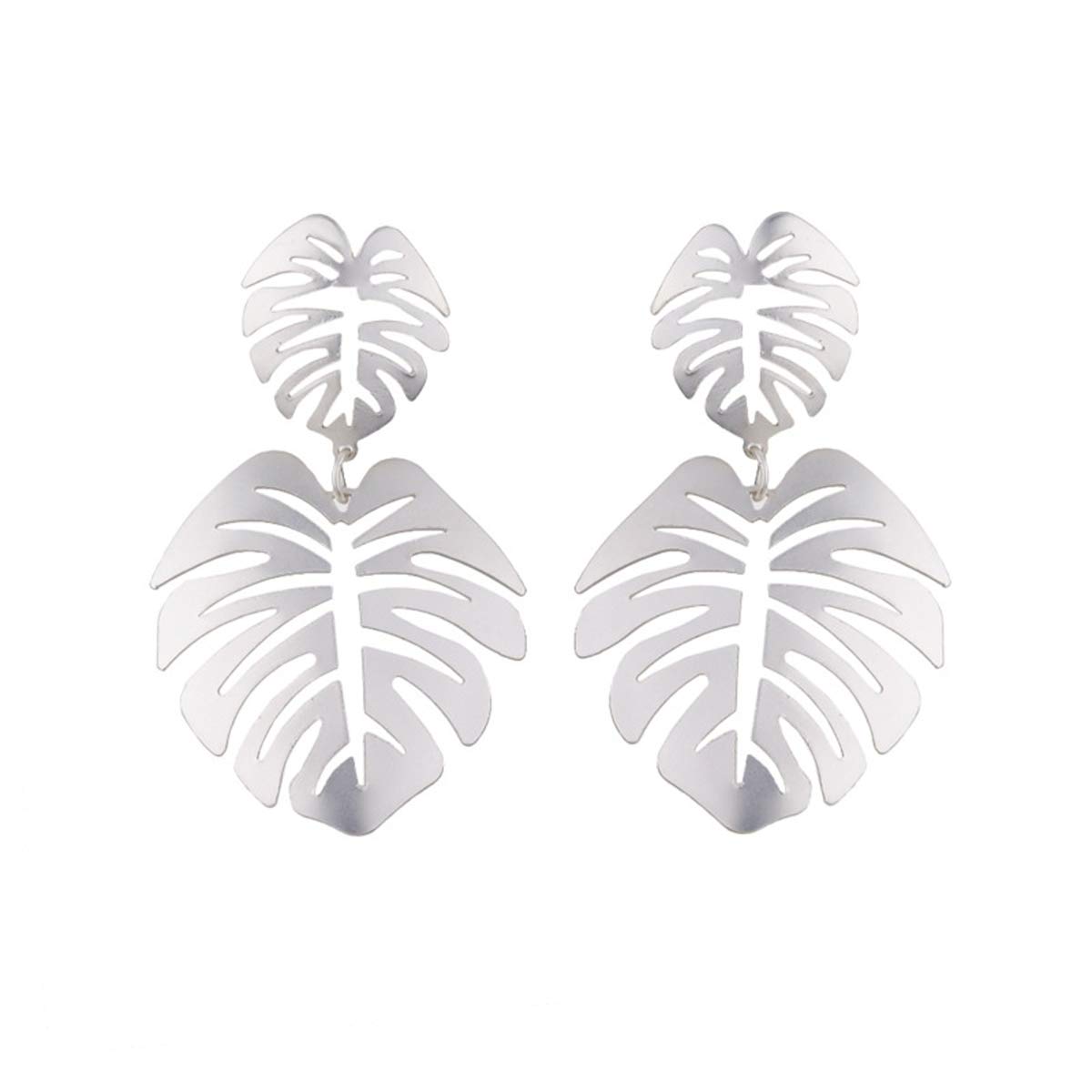 Gold Green Palm Leaf Dangle Earrings for Women | Tropical Monstera Leaf Bohemian Jewelry | Beach Party, Summer Vacation & Boho Chic Outfit Accessories