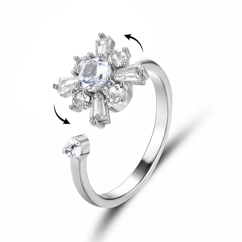Anxiety Relief Ring with Daisy Flower & Butterfly Design - Stress Relief Jewelry for Women - Perfect for Anxiety, Meditation & Everyday Wear