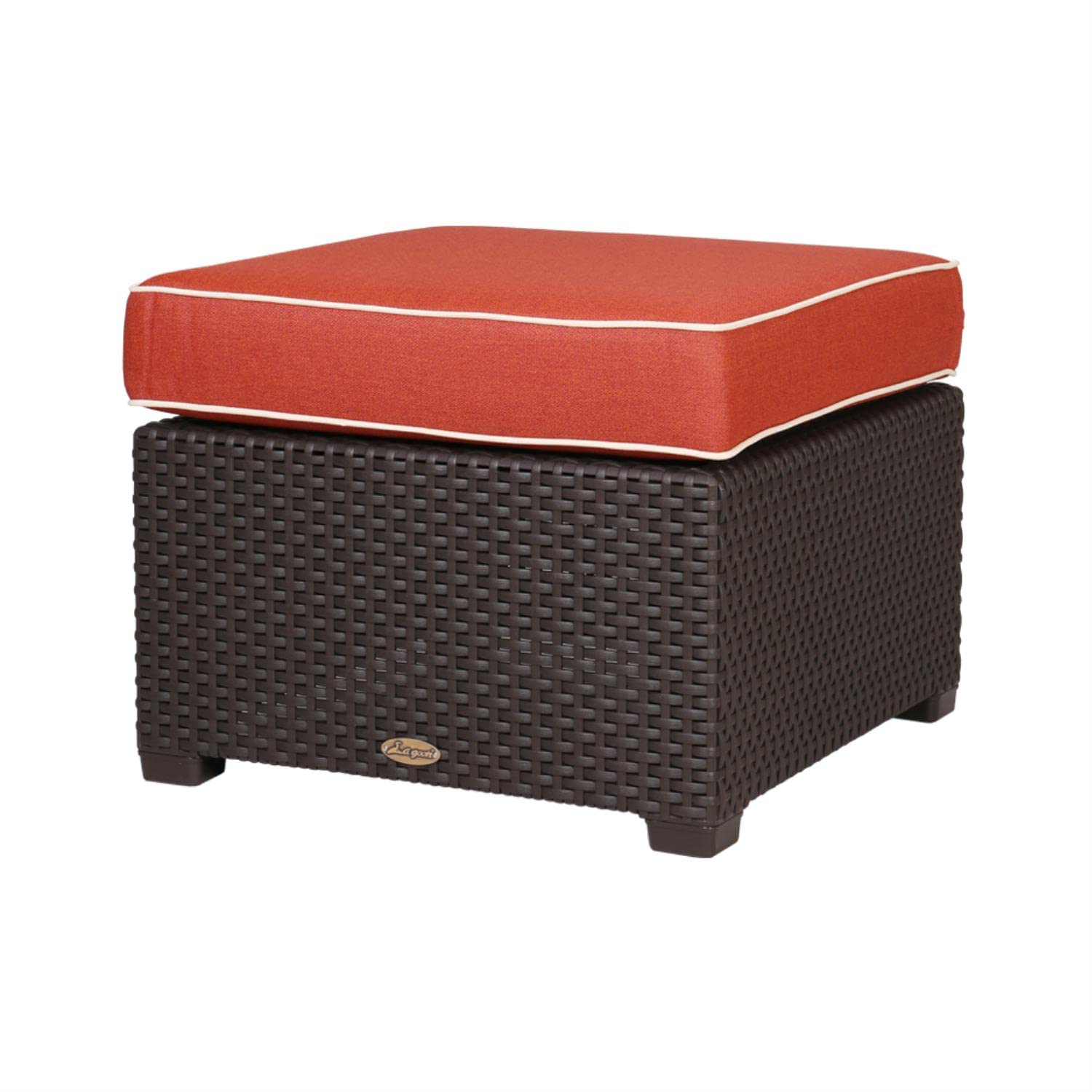 Strata Furniture Cielo Traditional Polypropylene Ottoman - Brown/Cajun Red - Durable & Stylish Footrest for Living Room, Bedroom & Office