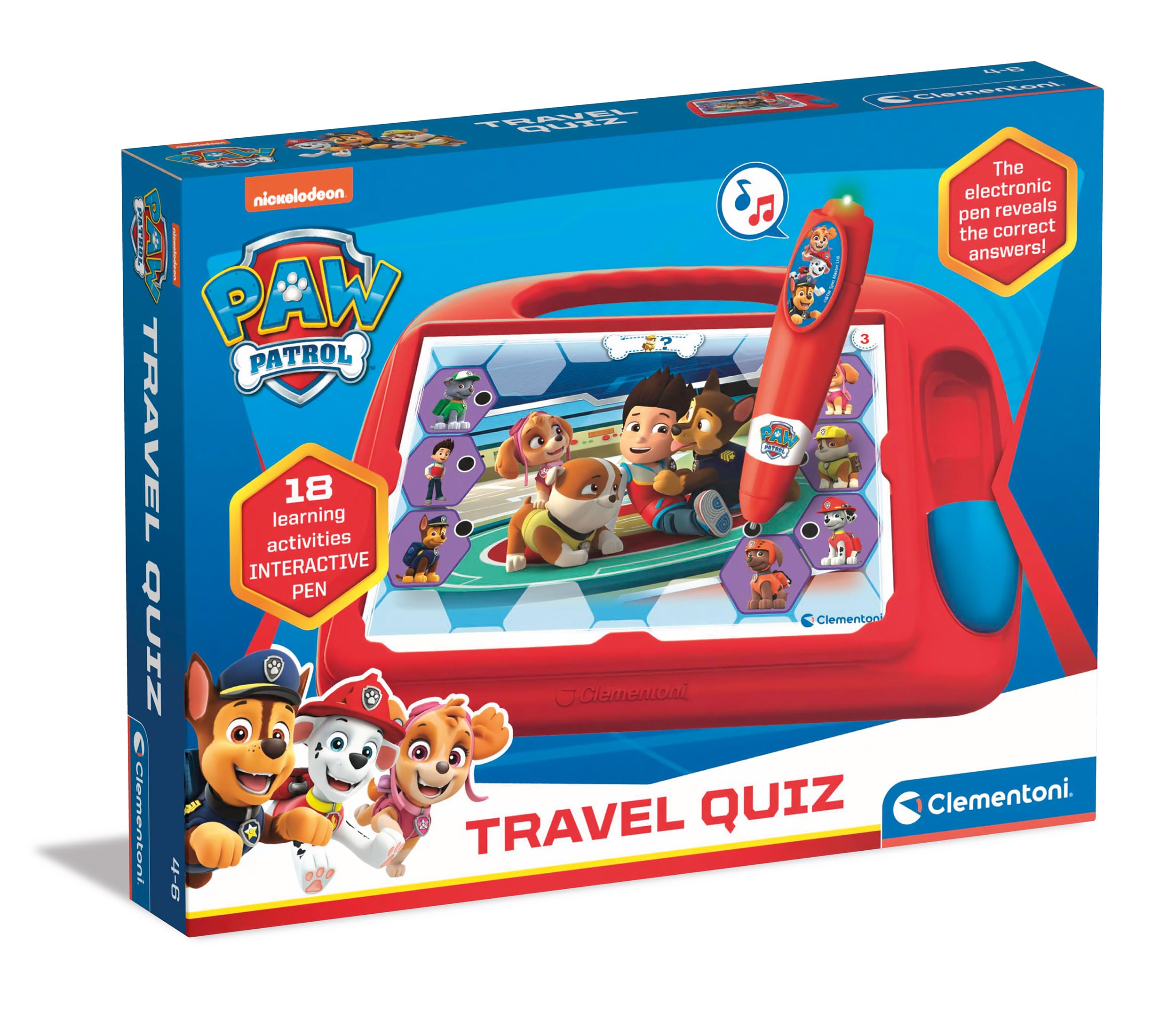 **Paw Patrol Travel Quiz Game for Kids - Educational Learning Toy with Electronic Pen, Ages 4+, Multilingual, Made in Italy - Perfect for Road Trips & Family Fun**