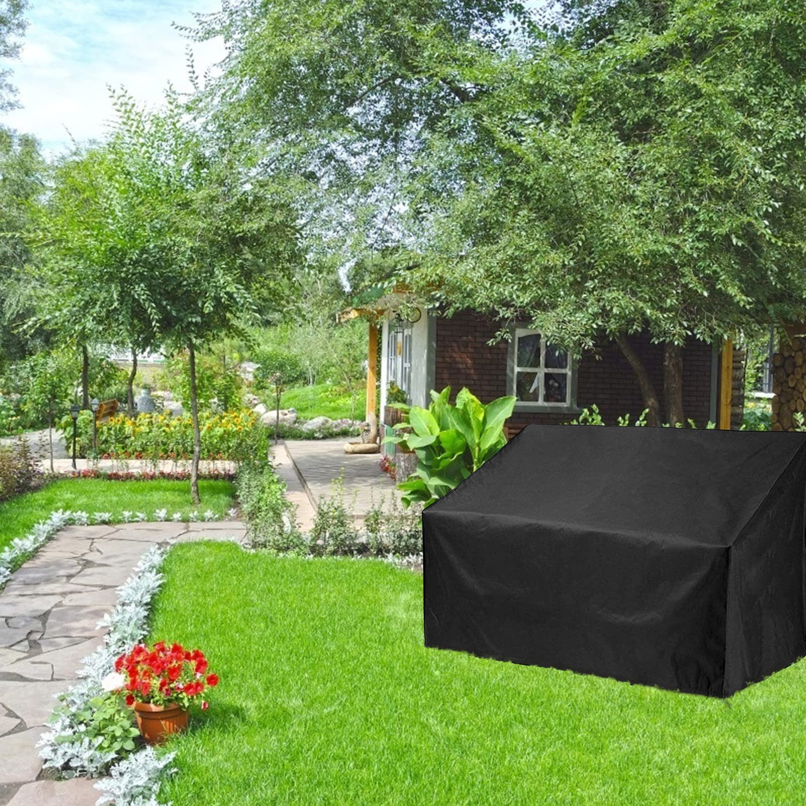 Waterproof 3-Piece Outdoor Patio Furniture Covers - Heavy Duty Oxford Fabric Garden Bench Seat Protector (64 x 26 x 35 Inches) for All-Weather Protection - Perfect for Patio, Deck, Lawn & Backyard Furniture