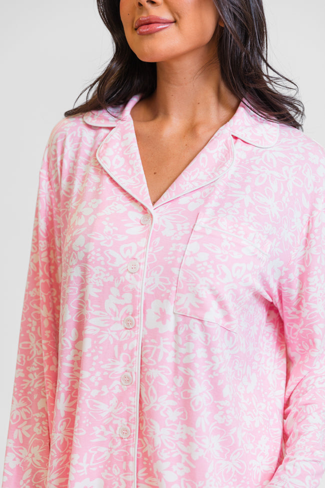 Kathy Floral Button-Up Pajama Top for Women - Soft Sleepwear & Loungewear - Perfect for Relaxing at Home, Vacation Getaways & Cozy Nights