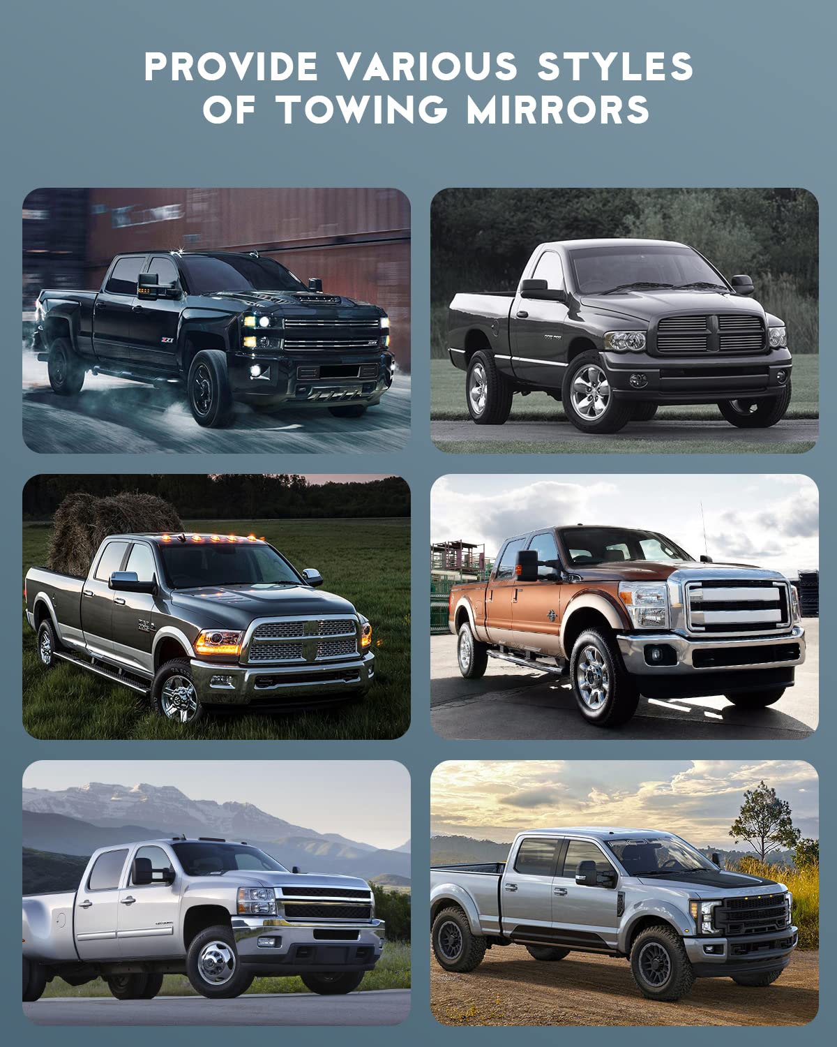Power Heated Towing Mirrors for 2002-2008 Dodge Ram 1500 & 2003-2009 Ram 2500 Pickup Trucks - Manual Flip-Up, Black Housing - Perfect for Towing, Camping & Off-Road Adventures