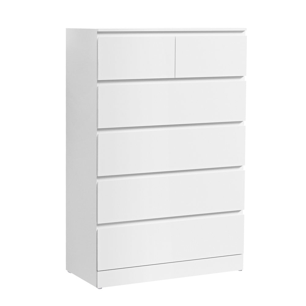 6-Drawer Chest of Drawers - PEPE White Dresser for Bedroom, Living Room & Office Storage Furniture