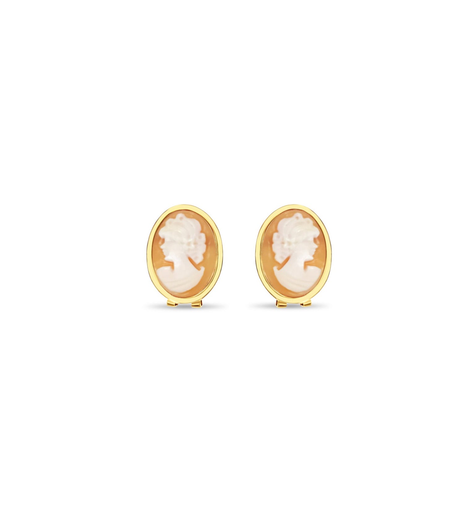 Vintage Pink Cameo Earrings 14k Yellow Gold - Elegant Antique Jewelry for Women, Perfect for Weddings, Parties & Special Occasions
