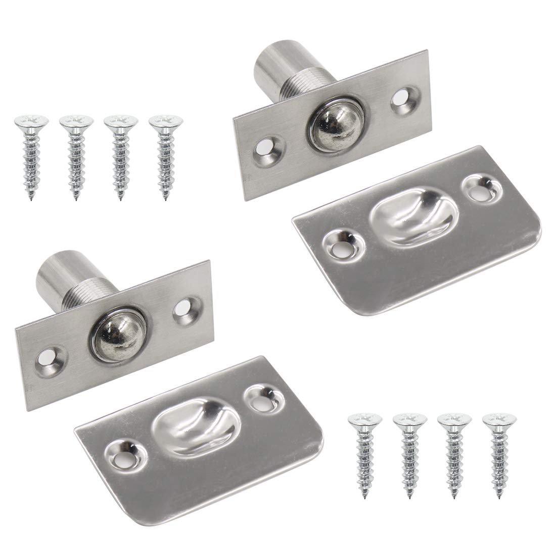 Stainless Steel Adjustable Ball Catch with Strike Plate - 2 Pack for Closet, Pantry & Cupboard Doors - Invisible Door Latch for Smooth & Quiet Closure - Perfect for Home, Office & RV Use