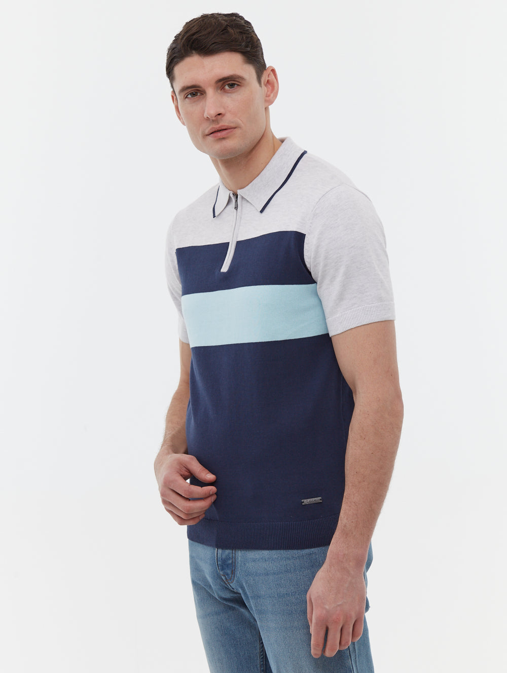 Men's Classic Block Stripe Polo Shirt - Breathable Cotton Casual Shirt for Golf, Work & Everyday Wear