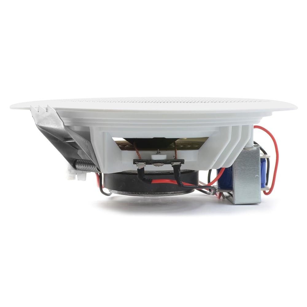 Power Dynamics CSPB5 5-Inch 100V Ceiling Speaker System (Set of 8) - Flush Mount Commercial & Home Audio Speakers for Office, Restaurant, Shop & Indoor Use - White Finish with Easy Installation Clips - Perfect for Background Music & PA Systems