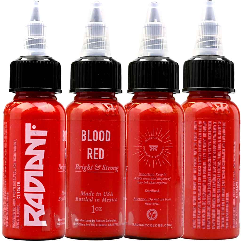 Premium Blood Red Tattoo Ink - 1 oz Bottle for Professional Tattoo Artists & Body Art - Vibrant, Long-Lasting Color for Sleeves, Portraits & Custom Designs