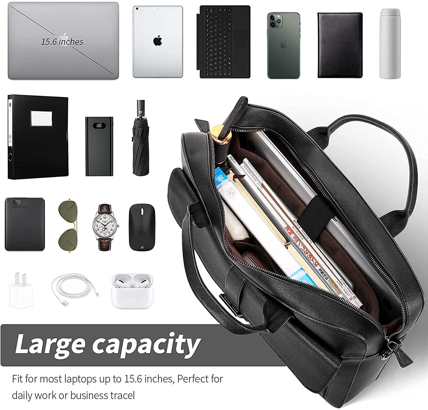 ESTARER 17-17.3 Inch Waterproof Canvas Laptop Messenger Bag for Men - Durable Business Computer Briefcase for Work, Travel & College (Fits 15.6 Inch Laptops) - Perfect for Commuting, Business Trips & Daily Office Use