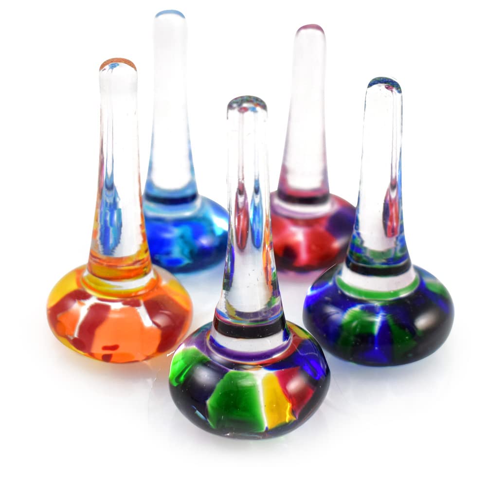 Handcrafted American Blown Glass Ring Holder - Blue/Green, Perfect for Jewelry Organization & Gift Giving