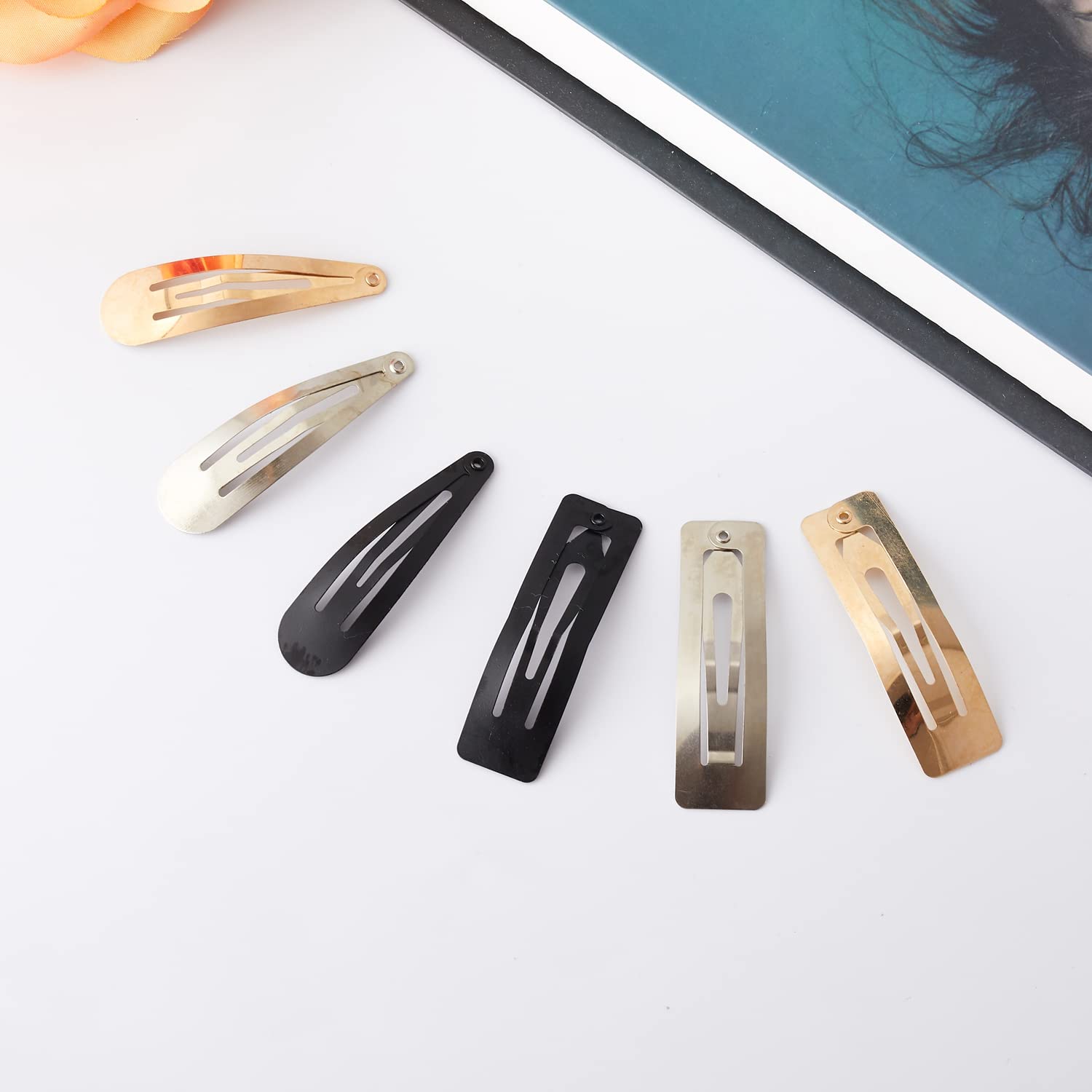 60 Packs Snap Hair Clips - 2 Inch Non-Slip Metal Hair Barrettes for Women & Girls (Gold, Black, Silver) | Perfect for School, Work, and Everyday Hairstyles