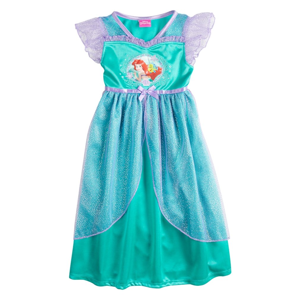 Disney Princess Little Mermaid Nightgown for Girls - Ariel Costume Dress Size 3T, Green & Purple - Perfect for Birthday Parties, Halloween Costumes & Dress-Up Play