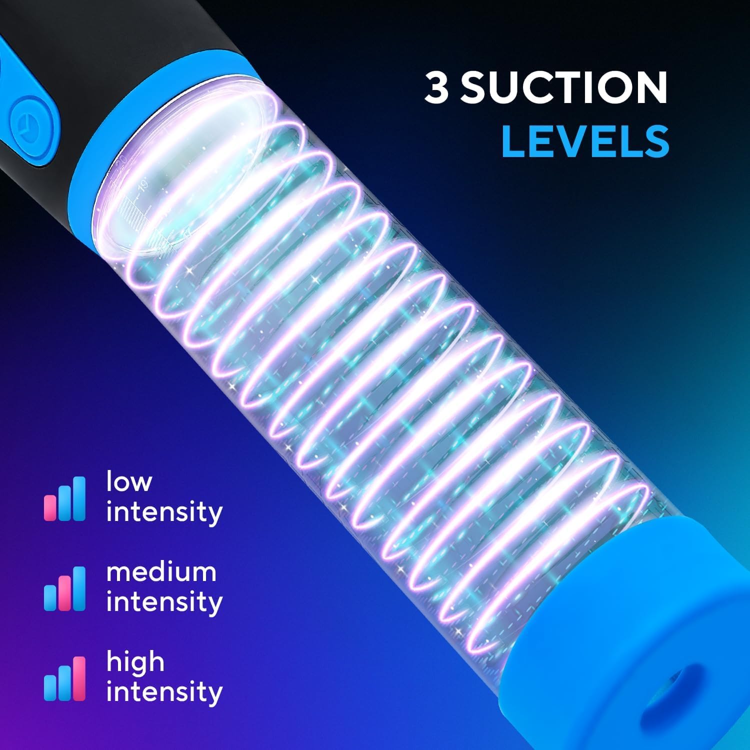 Electric Penis Pump for Men - Automatic Vacuum Enlargement Device with 3 Suction Modes | Male Enhancement & Pleasure Toy | Perfect for Solo Play, Couples & Intimate Moments | Blue Adult Sex Toy