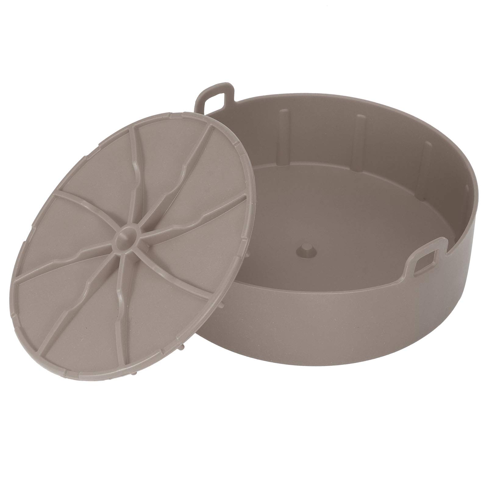 Non-Slip Silicone Air Fryer Liner Mat - Easy-to-Detach Handle, Durable & Reusable Air Fryer Accessories for Healthy Cooking (Brown) - Perfect for Roasting, Baking, and Frying Chicken, Vegetables, and More