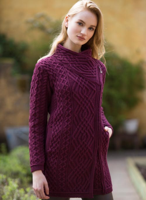 Aran Long Side Zip Sweater for Women - 3 Color Options | Cozy Irish Knit Pullover | Perfect for Fall & Winter Outfits, Casual Wear & Office Attire