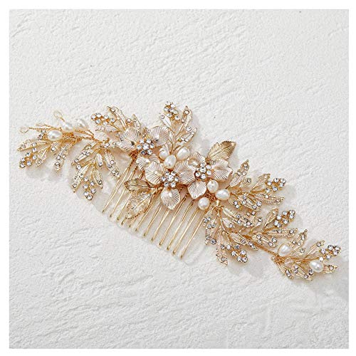 SWEETV Handmade Rhinestone Wedding Hair Comb Clip - Gold Bridal Hair Accessories for Brides, Bridesmaids & Special Occasions | Perfect for Weddings, Prom, Parties & Formal Events