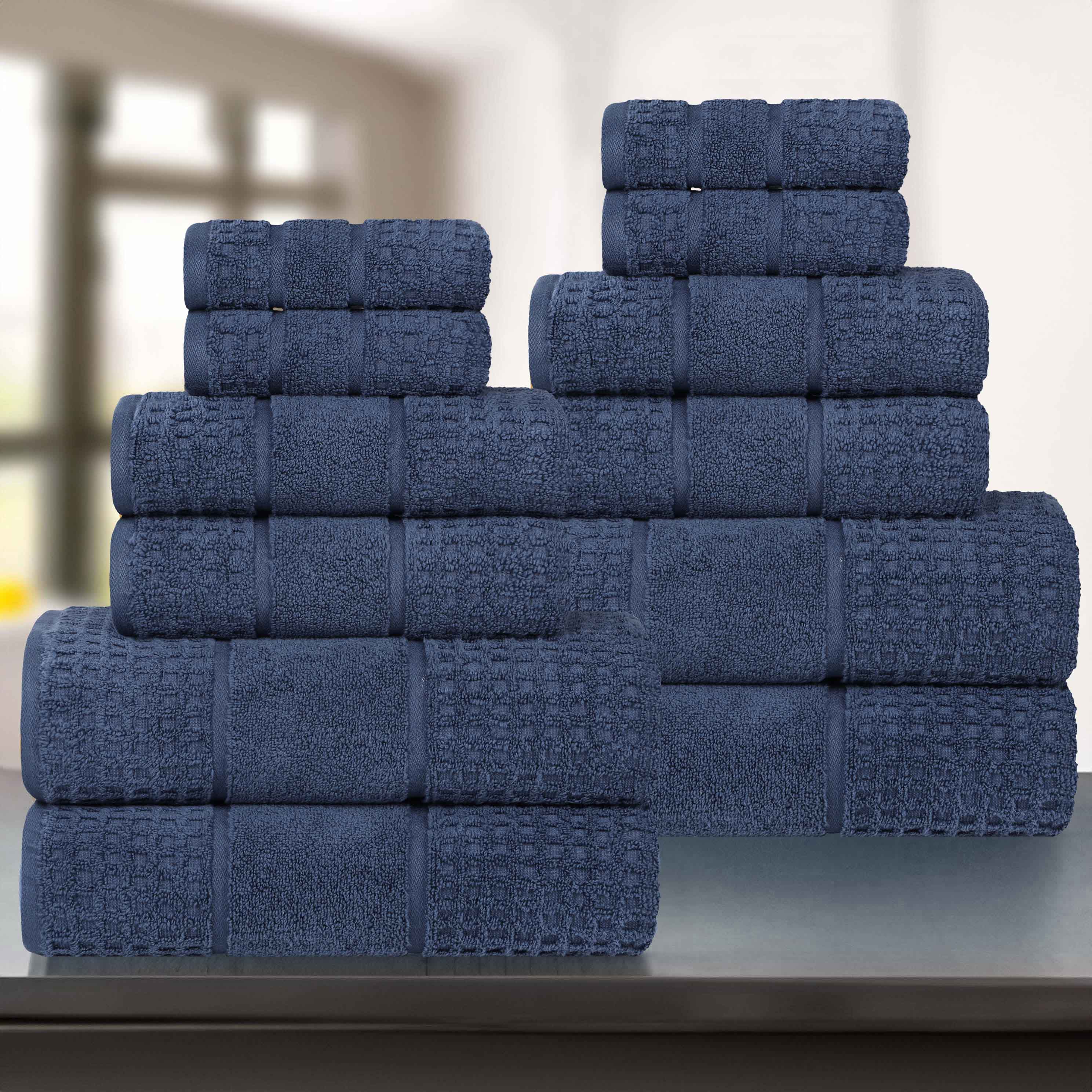 Premium 12-Piece Zero Twist Cotton Waffle Towel Set - Ultra Soft & Highly Absorbent Honeycomb Weave Bath Towels for Spa, Gym, and Luxury Home Use