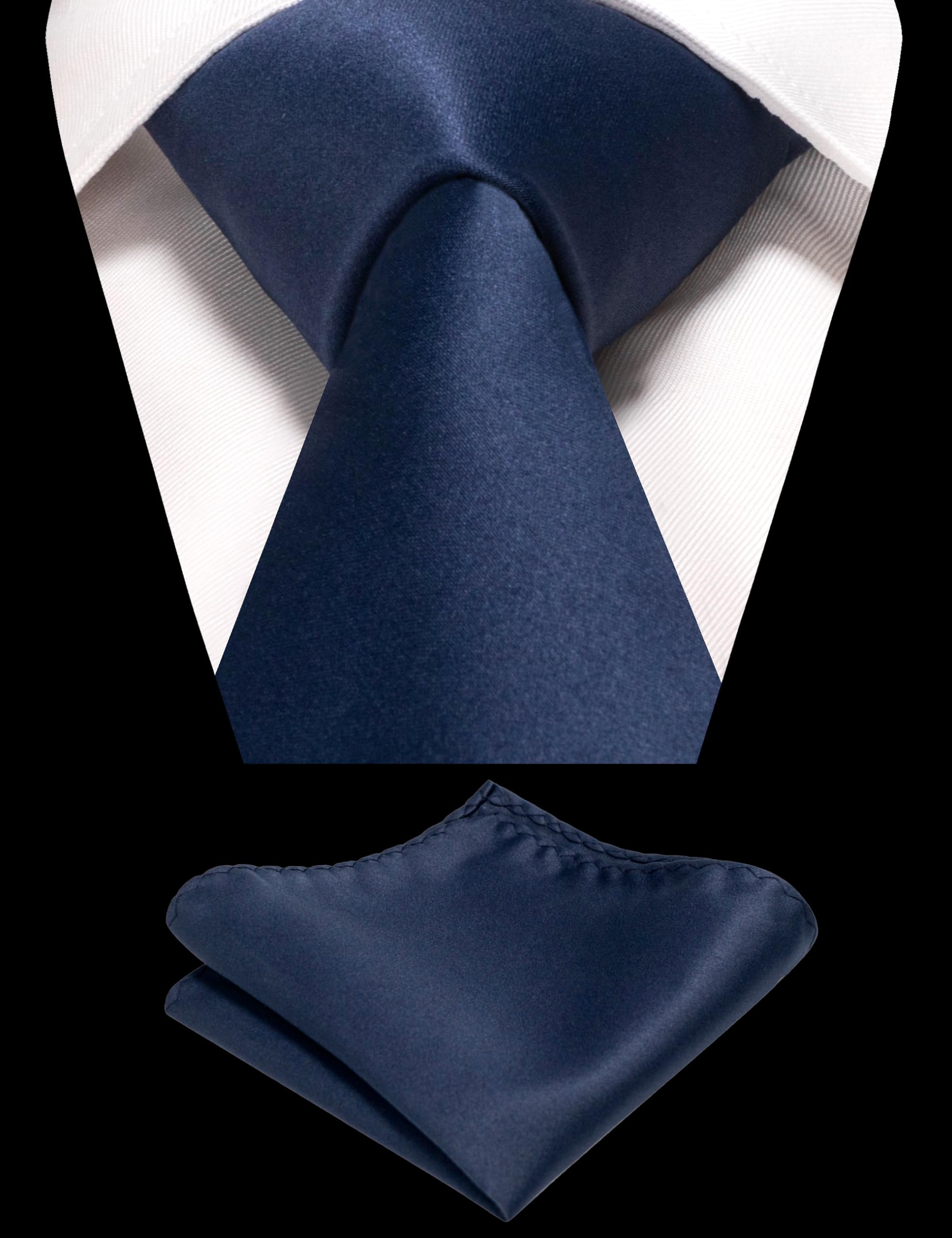 Premium Navy Blue Silk Tie and Pocket Square Set for Men - Elegant Formal Wear for Weddings, Business Meetings & Special Occasions