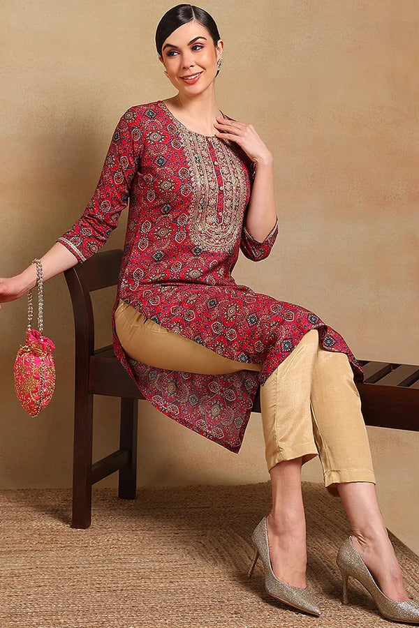 Stylish Pink Viscose Rayon Kurta Set for Women - Elegant Party & Festive Wear - Perfect for Diwali, Weddings, and Special Occasions
