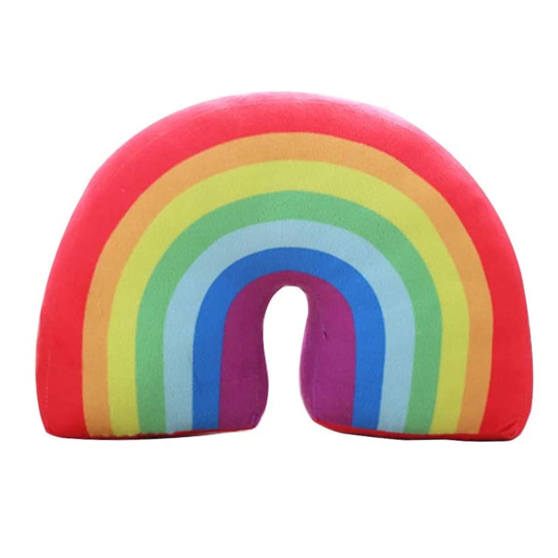 13.7 Inch Rainbow Shaped Plush Pillow for Girls & Kids - Soft Arch Support Cushion for Bed, Sofa, Chair Decor - Perfect for Nursery, Playroom, and Cozy Home Decor