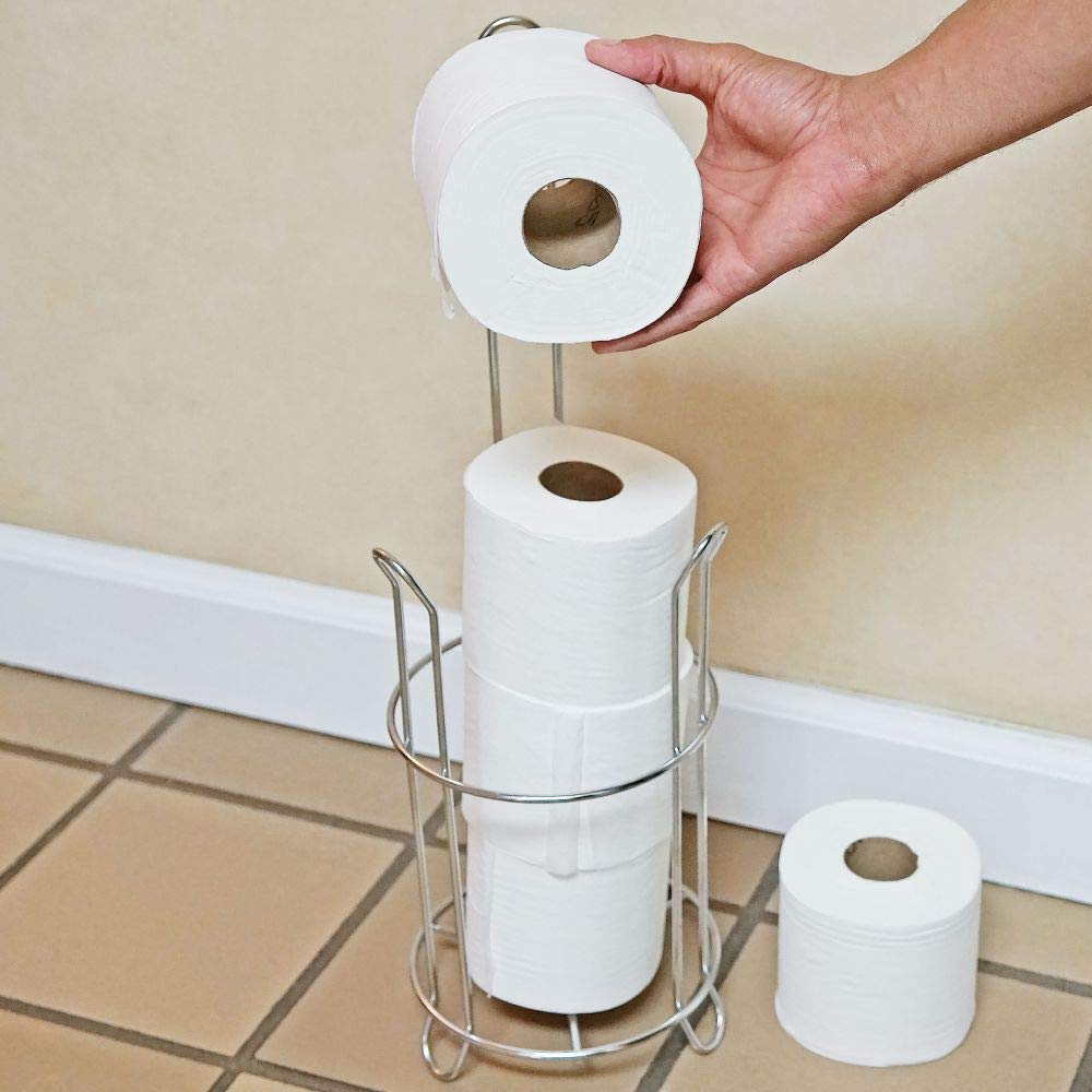 Southern Homewares Chrome Metal Quick Load Toilet Paper Holder - Space-Saving Bathroom Organizer for Homes, Apartments & RVs | Durable & Stylish TP Stand for Modern or Traditional Decor