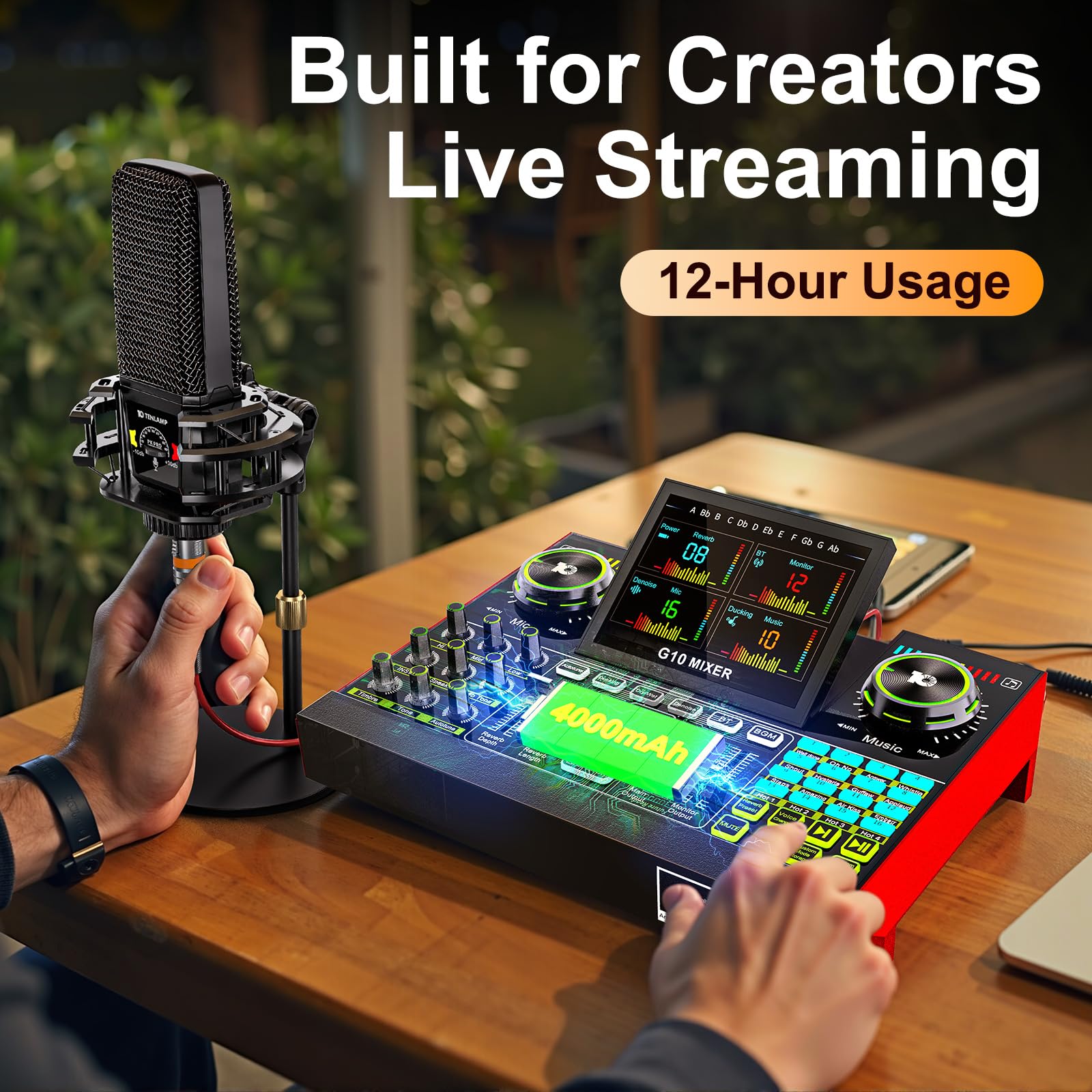 Professional Podcast Microphone Bundle with Live Sound Card & Audio Mixer – Condenser Mic for PC/Phone Streaming, Gaming, Singing – Includes Voice Changer & Noise Reduction – Perfect for Home Studios, YouTube, Twitch & Podcasting