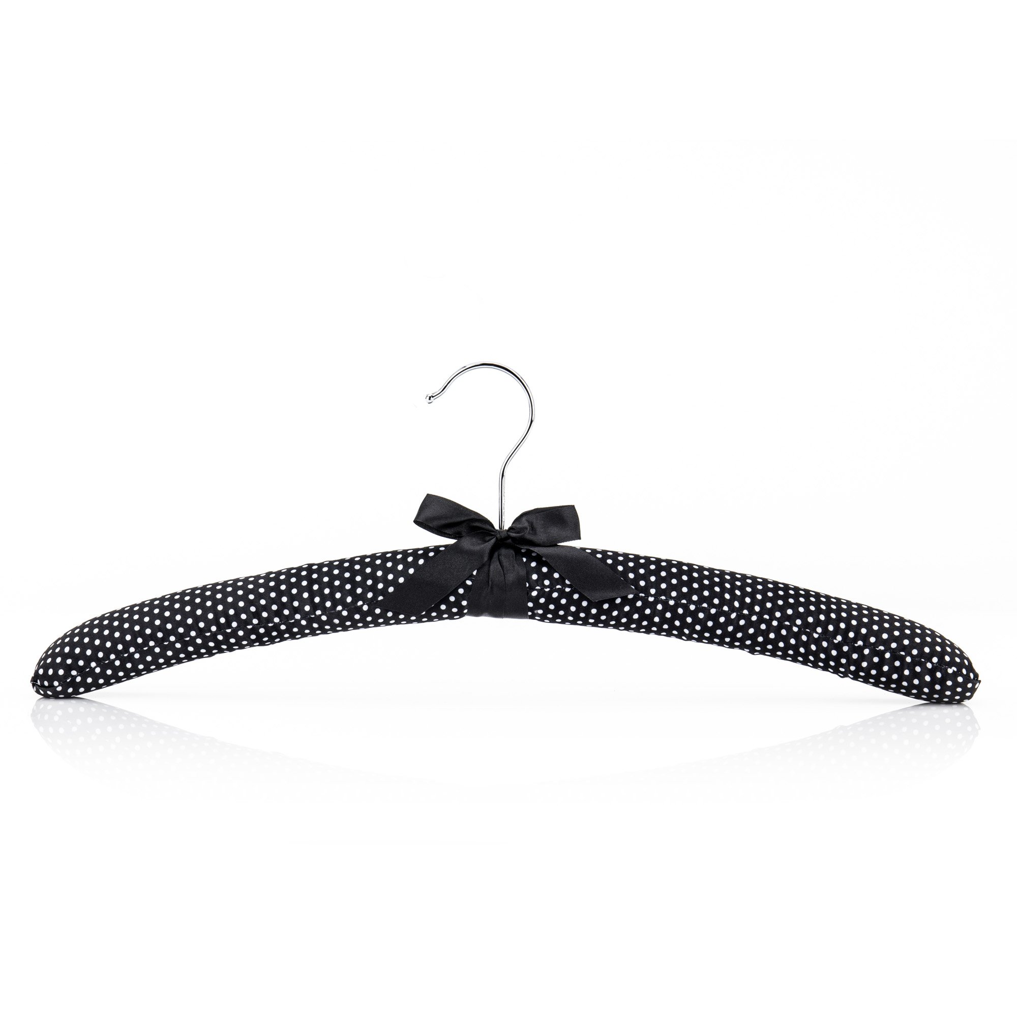 Hangerworld 5-Pack Black & White Polka Dot 17-Inch Satin Padded Coat Hangers for Closet Organization & Delicate Garments - Perfect for Dresses, Suits & Coats