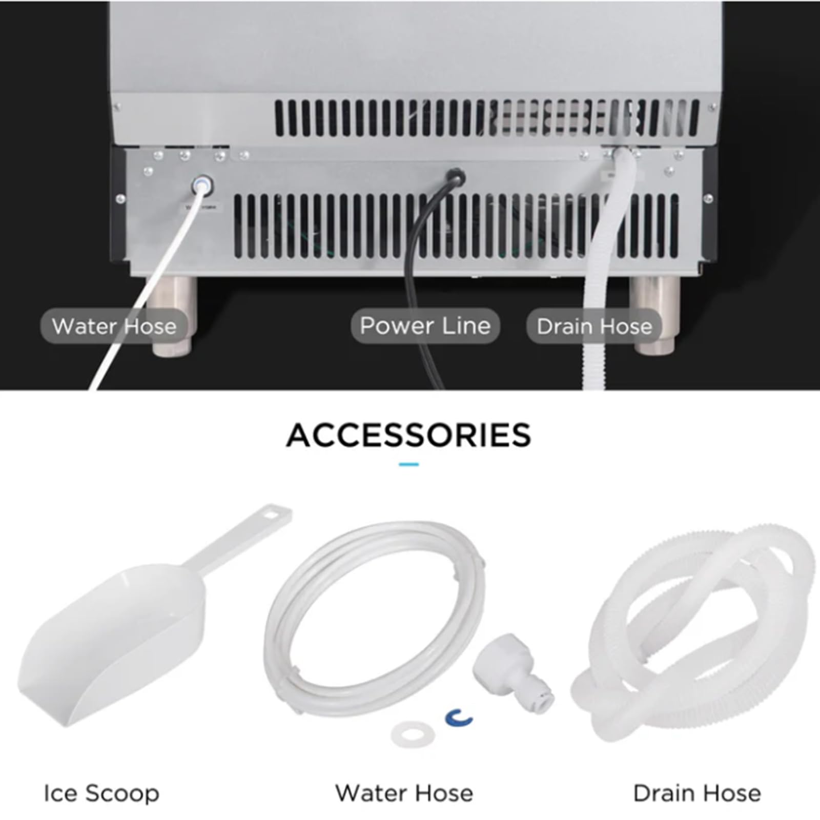 Commercial Ice Maker Machine - Stainless Steel Freestanding 270lbs/24H with 55lbs Storage - Under Counter Ice Machine for Restaurants, Bars, Coffee Shops, Hotels, and Catering Services - Perfect for High-Volume Beverage Service and Food Preservation