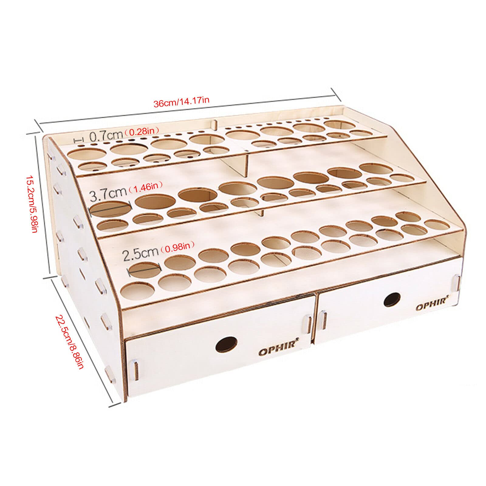 YIYIBYUS Modular Paint Rack Organizer - 80 Hole Wooden Storage Shelf for Pigment Ink Bottles & Art Supplies | Paint Tool Holder with Cabinet | Perfect for Artists, Crafters & DIY Enthusiasts Workspace Organization
