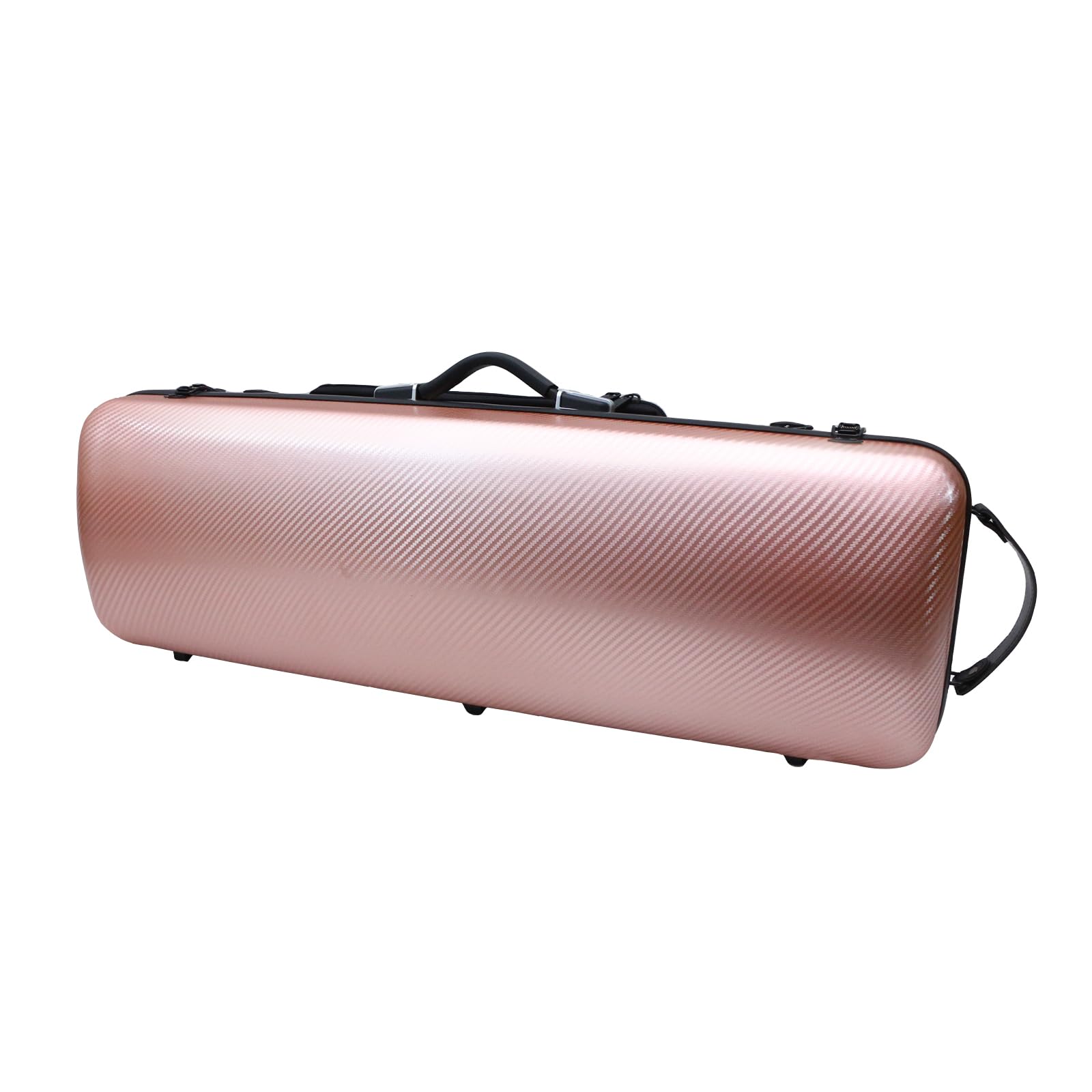 Premium Carbon Fiber Violin Case - Lightweight & Durable Oblong Design for Full Size Violin with Music Sheet Pocket (Rose Gold) - Perfect for Travel, Performances & Music Lessons