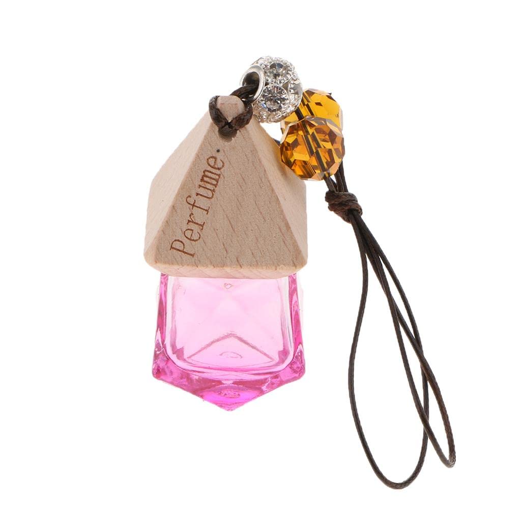 Refillable Glass Perfume Bottle Hanging Pendant - Pink Empty Perfume Vial for Car & Home Decor | Aromatherapy, Gift, Travel Essential