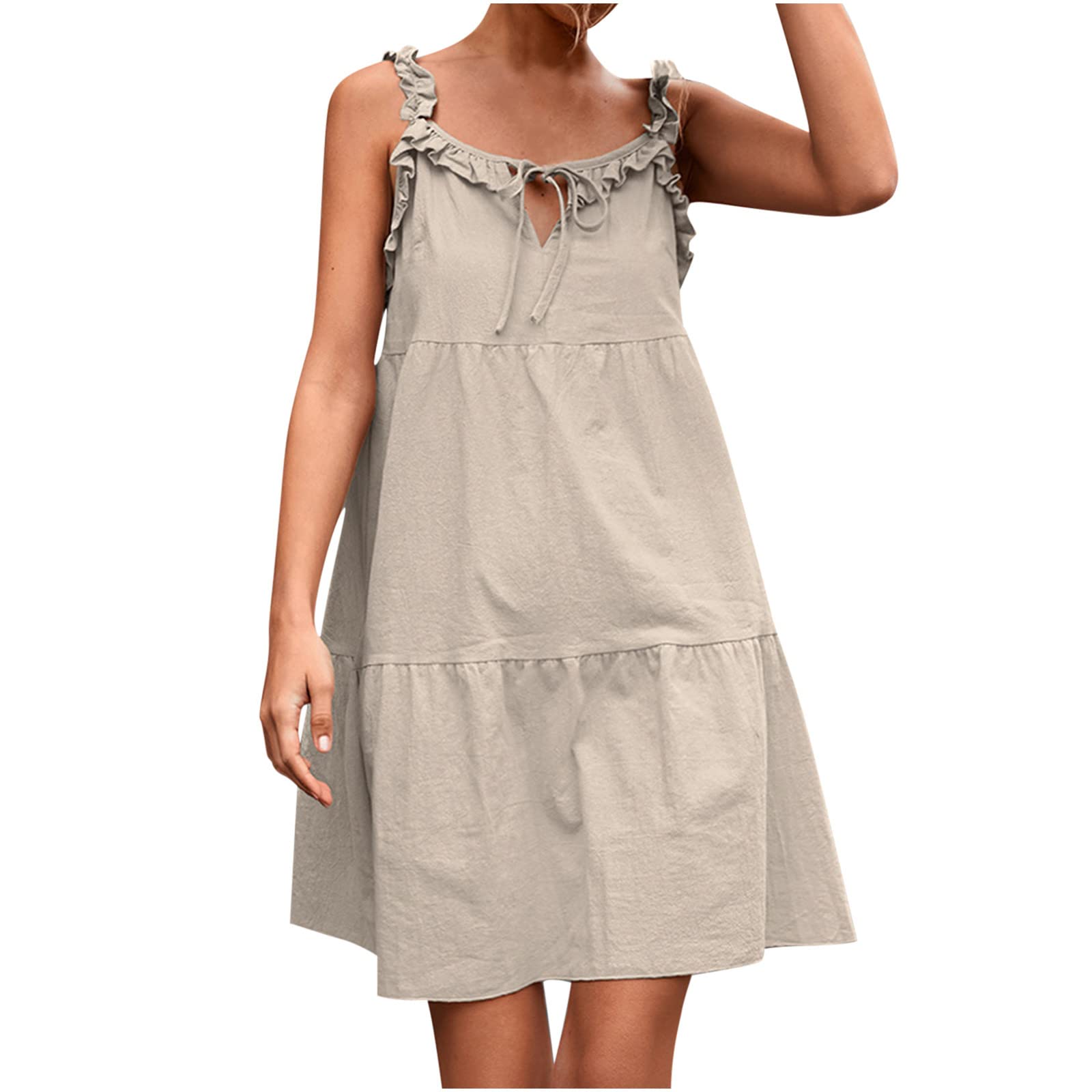 Mersrico Women's Summer Beach Dress - Sleeveless Round Neck Bandage Casual Dress for Vacation, Pool Party, and Tropical Getaway