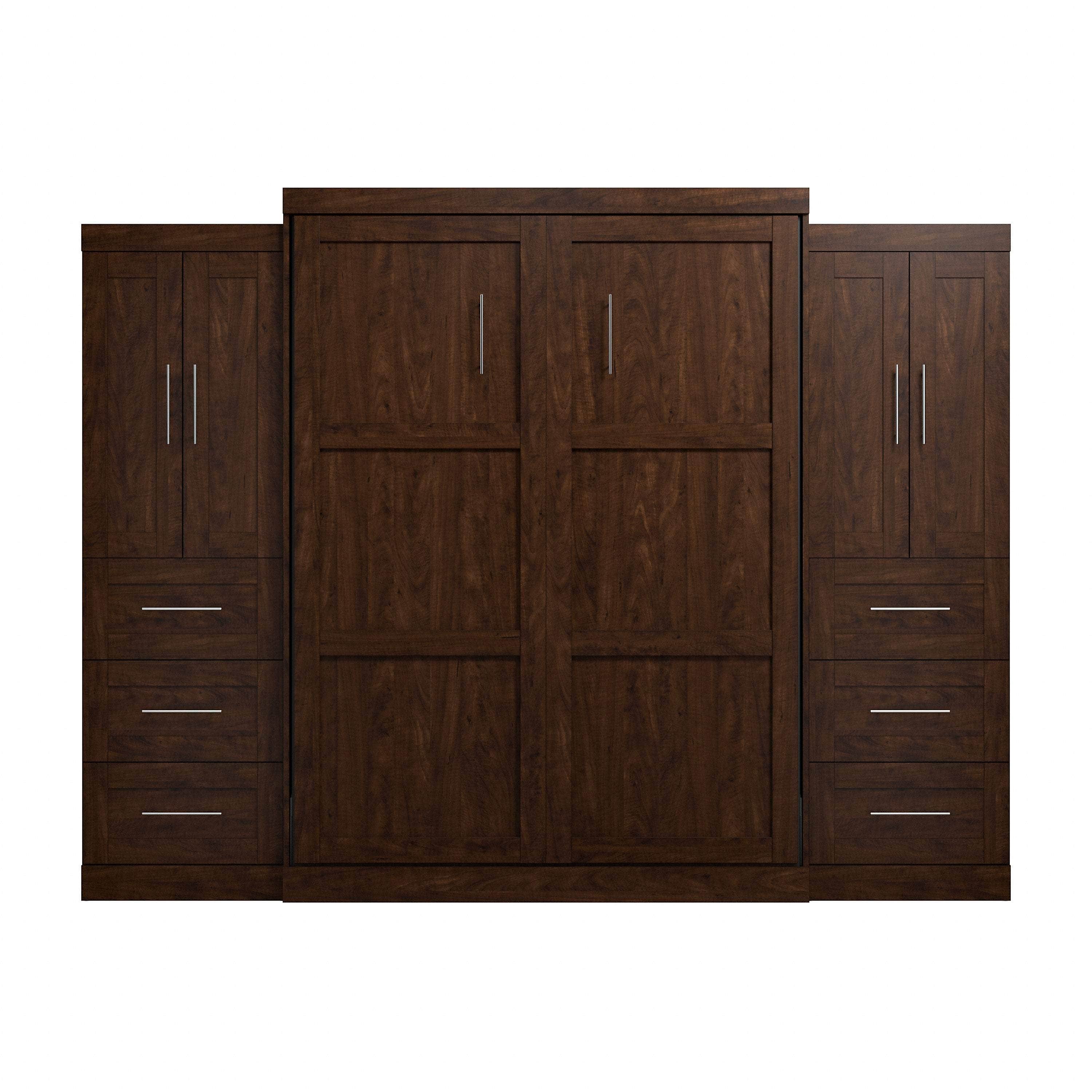 Pur Queen Murphy Wall Bed with Closet Storage Cabinets (115W) - 7 Color Options - Space-Saving Solution for Small Apartments, Guest Rooms & Home Offices