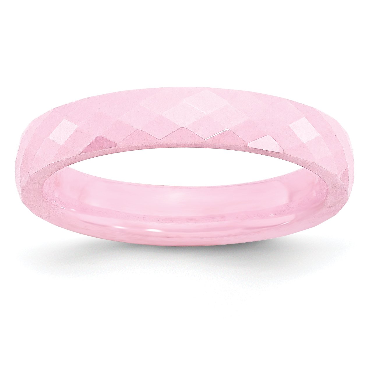 4mm Faceted Polished Ceramic Pink Ring - Size 7.5 Wedding Band for Women | Perfect for Engagement, Anniversary & Everyday Wear