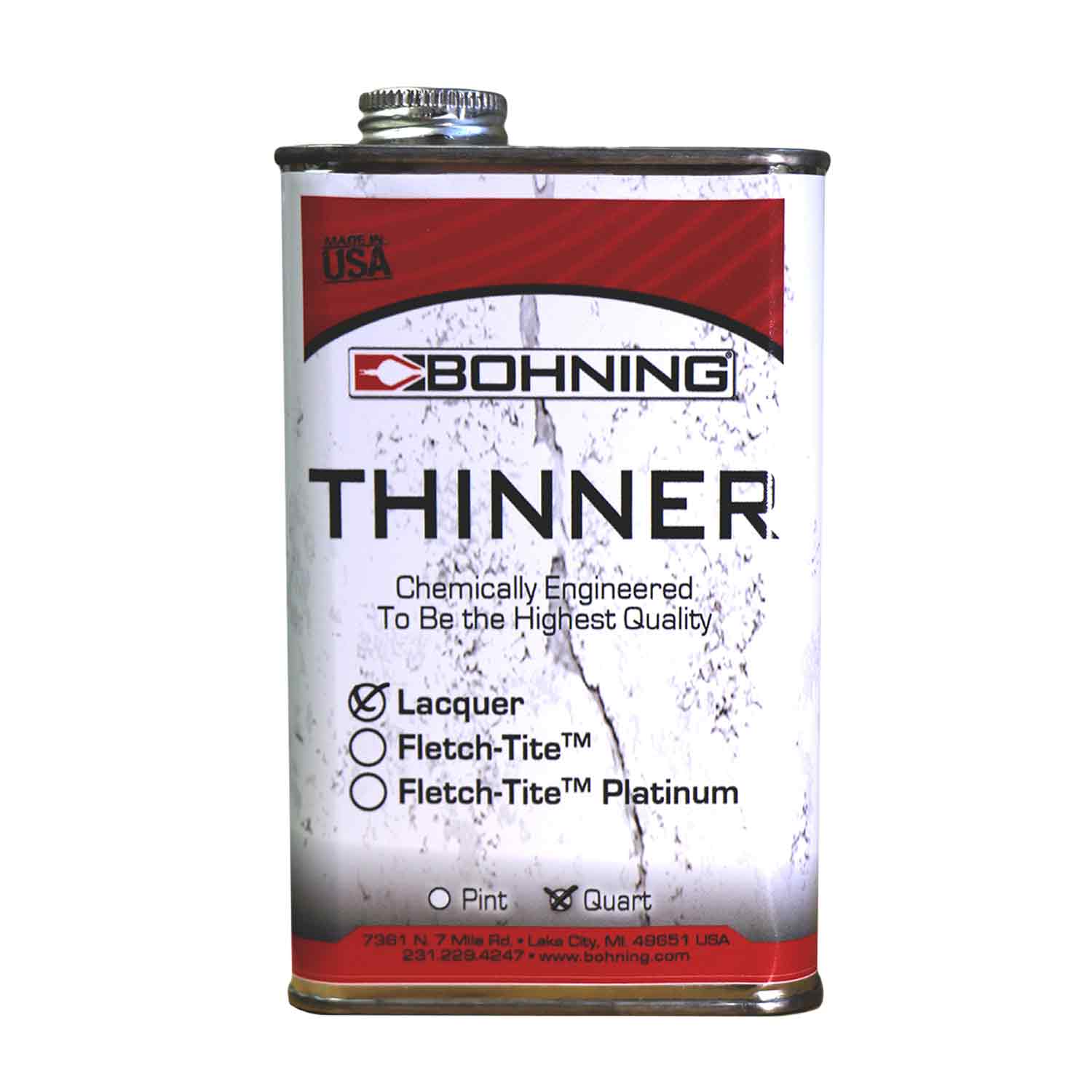 Bohning Fletch Lac Thinner (Quart) - High-Quality Archery Glue Solvent for Arrow Fletching & Repair - Perfect for Bowhunting and Target Practice