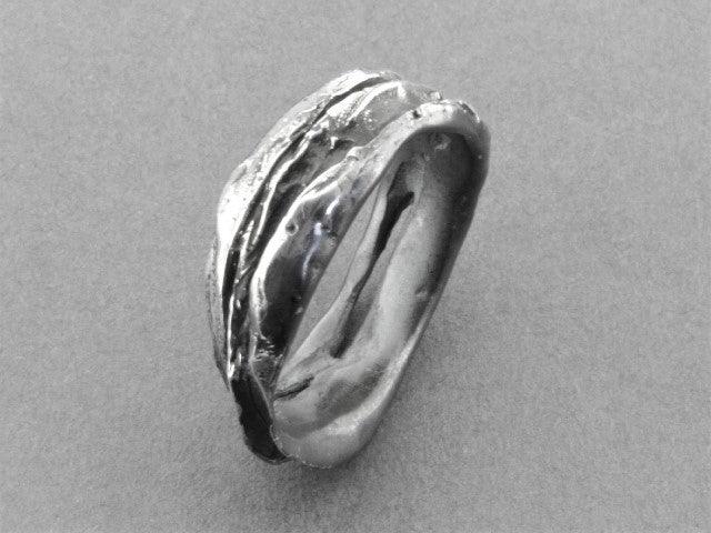 Double Organic Band Oxidized Sterling Silver Ring - Handmade Boho Jewelry for Women, Perfect for Everyday Wear & Special Occasions