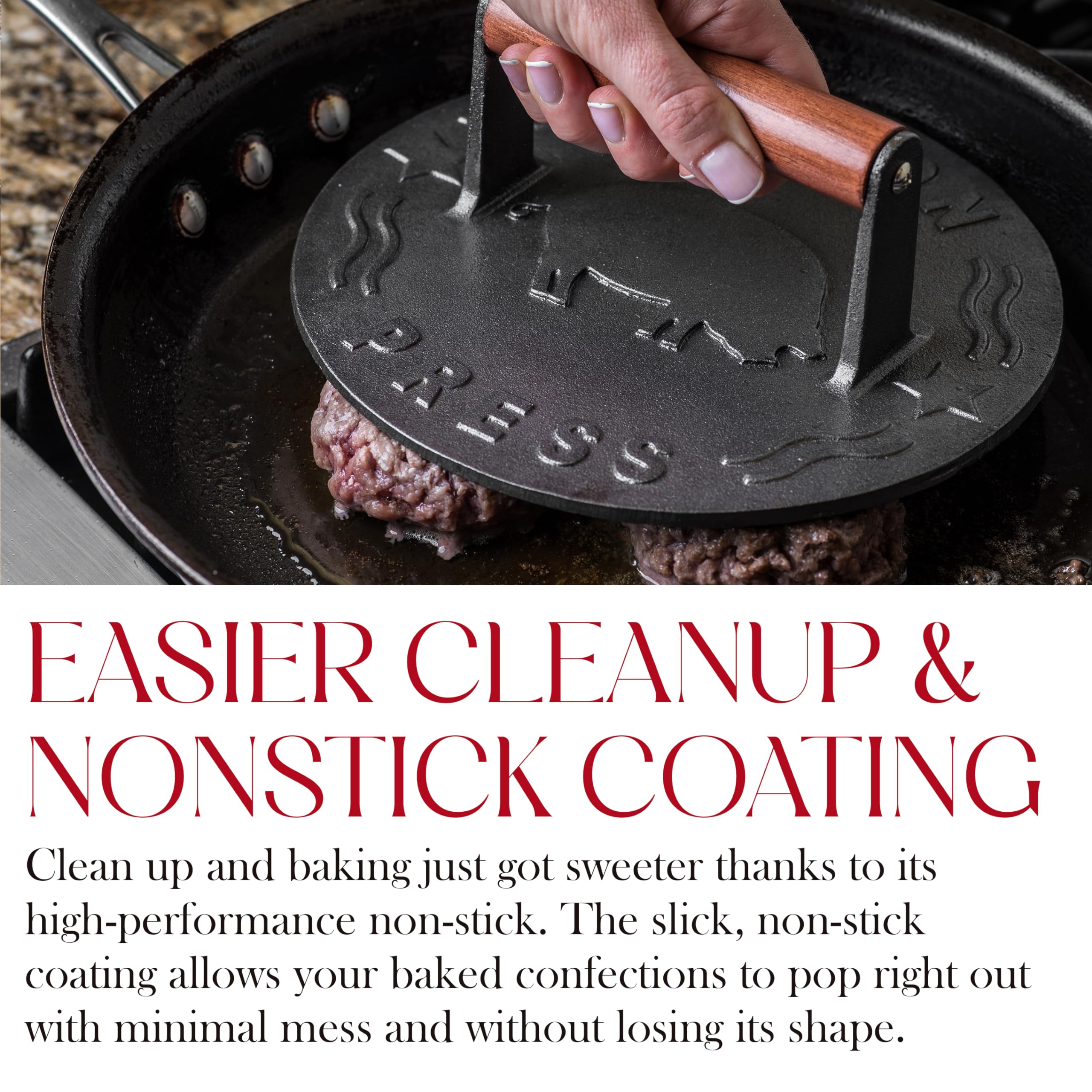 Bellemain 8.5-Inch Round Cast Iron Bacon Press - Heavy Duty Grill Weight for Perfectly Seared Bacon, Steak, Sandwiches & Paninis | Even Heat Distribution | Ideal for Griddle, BBQ, Camping & Home Cooking