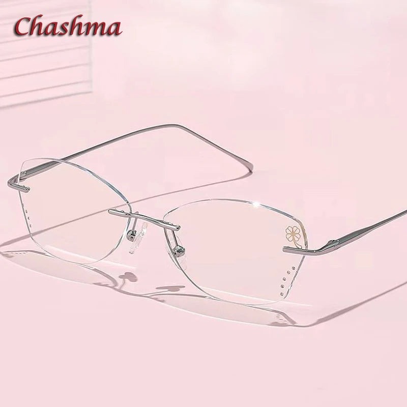 Women's Rimless Butterfly Oval Titanium Eyeglasses Frame 8159 - Lightweight Comfortable Glasses for Reading, Work & Fashion Accessories