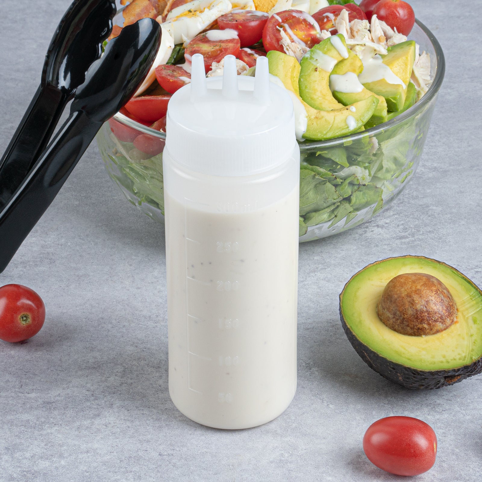 12 oz Clear Plastic Squeeze Bottles with Triple Dispersion Tip - 6-Pack (2.25