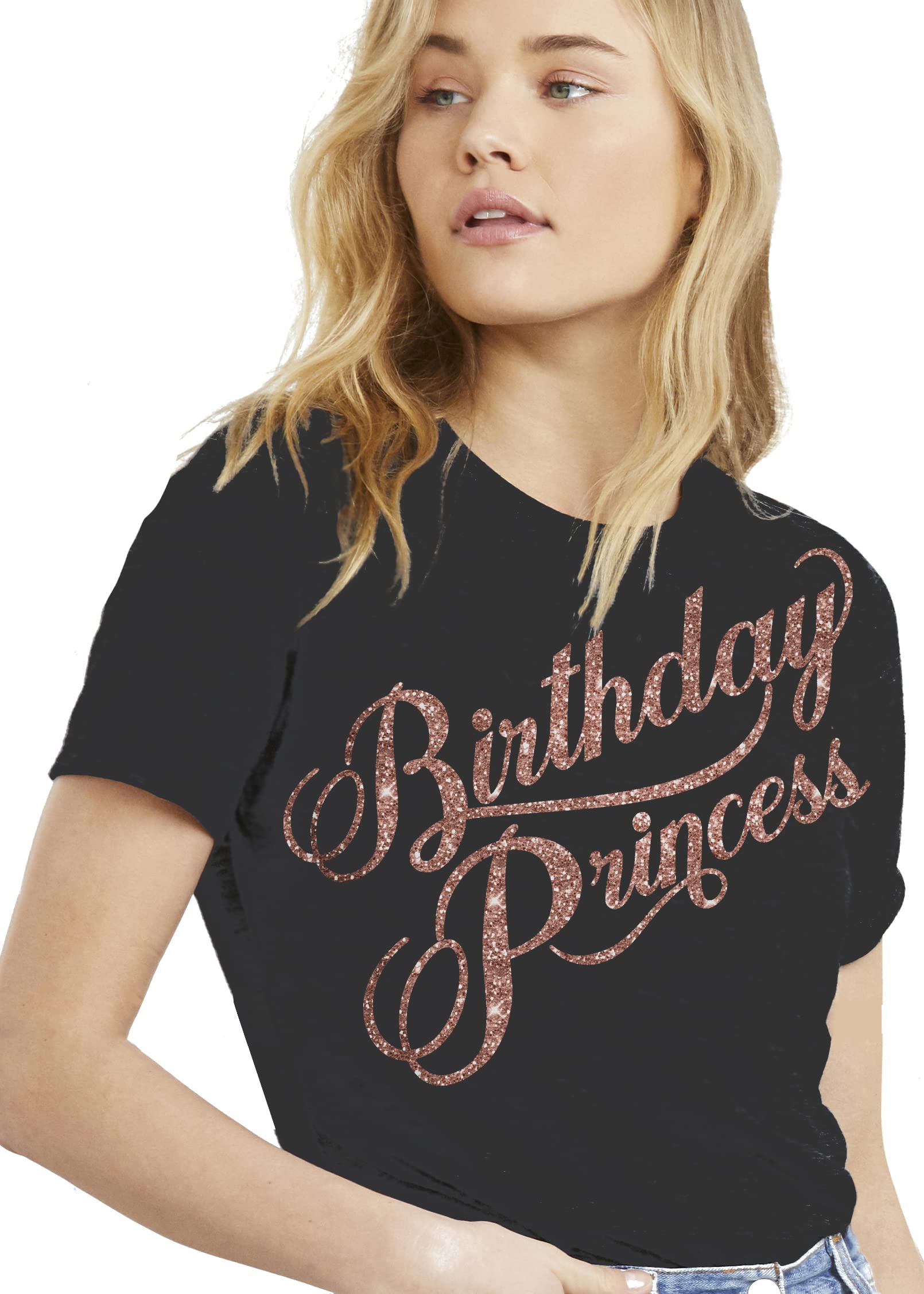 Sparkling Rhinestone Birthday Sash Shirt for Women & Girls - Elegant Rose Gold Sequin Party Top - Perfect for Birthdays, Bachelorette & Special Celebrations