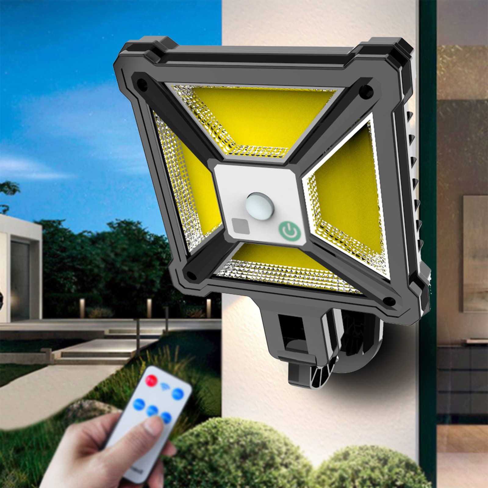 2022 Ultra-Bright Solar Outdoor Lights with Remote Control & Motion Sensor - 88 LED IP65 Waterproof Wall Security Lights (3 Modes) for Fence, Yard, Garden, Patio & Door - Perfect for Nighttime Safety and Landscape Lighting