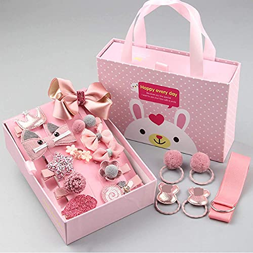18Pcs Kids Hair Accessories Set - Mix Style Headbands, Ribbon Bows, Princess Crowns & Hair Clips for Girls | Gift Box Included | Perfect for Birthday Parties, School Events & Dress-Up Play