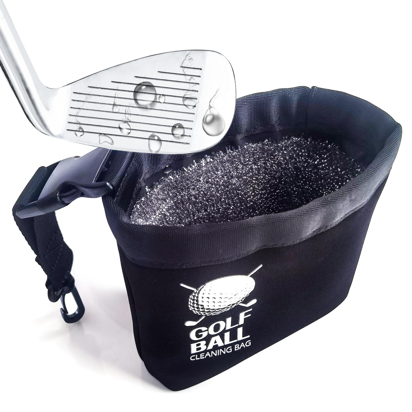 Premium Golf Club & Ball Cleaning Bag with Waterproof Liner - Golf Accessories Kit with Detachable Clip & Machine Washable Design - Perfect for Course, Driving Range & Home Practice