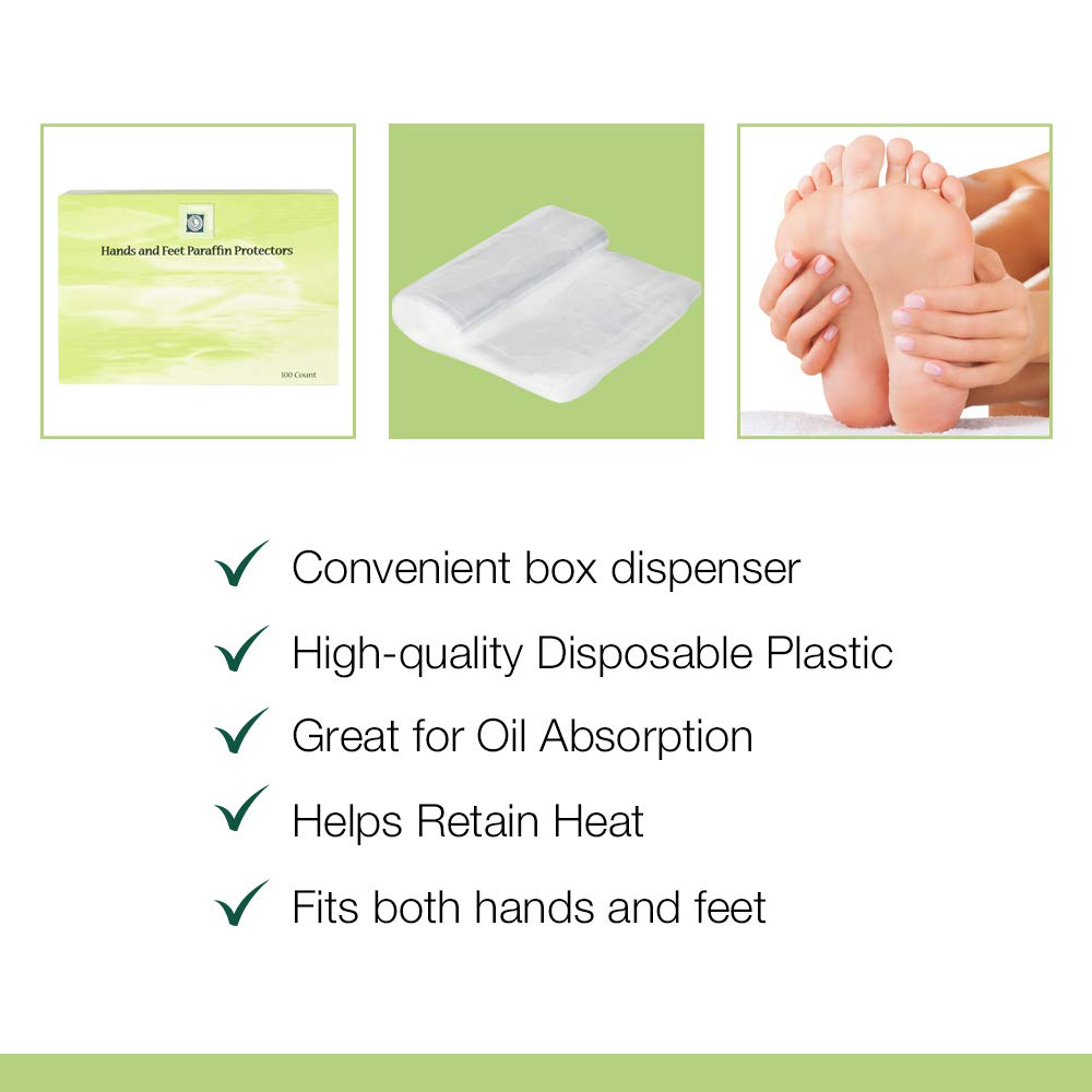 Clean & Easy Hands and Feet Protectors - 100 Count Paraffin Wax Bath Liners | Reusable Spa Accessories for At-Home Manicures & Pedicures, Salon Quality Hand & Foot Care