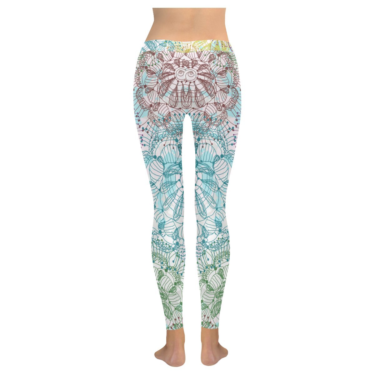 Abstract Color Floral Print Low Rise Women's Yoga Leggings - Stretchy Workout Pants for Gym, Running & Lounge Wear