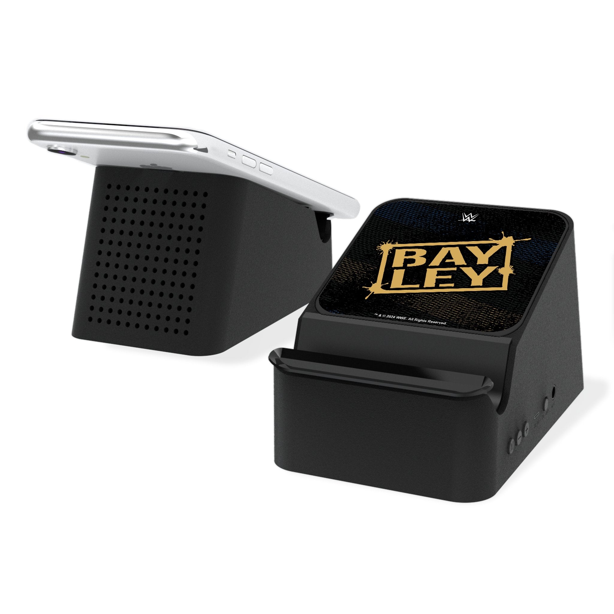 Bayley Steel Wireless Charging Station with Bluetooth Speaker - Fast Qi Charging Pad for iPhone, Android - Perfect for Bedroom, Office, Travel
