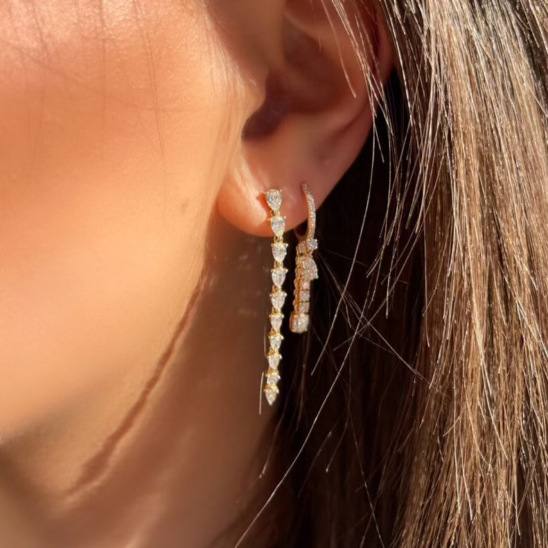 Multi-Shaped Diamond Drop Earrings for Women – Elegant Dangle Earrings for Parties, Weddings & Special Occasions