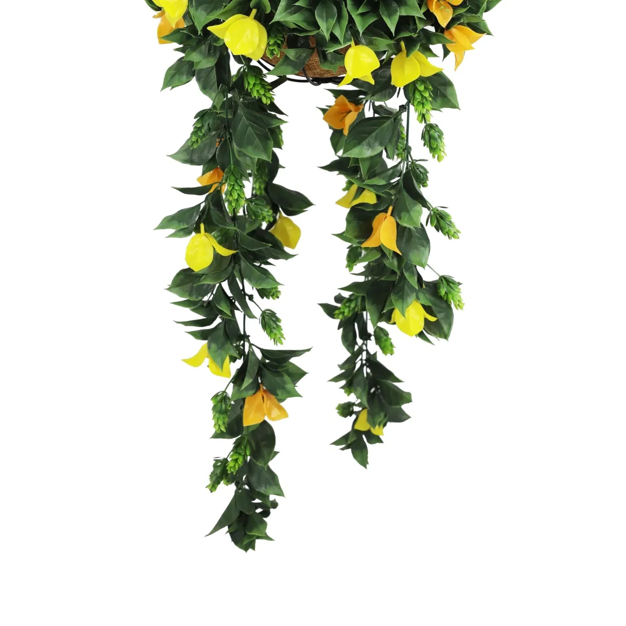 UV Resistant Artificial Hanging Bougainvillea Flowers - 30cm x 80cm Orange & Yellow Fake Plants for Outdoor Patio, Balcony, and Garden Decor